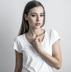 Portrait einer nichtsahnenden, unschuldigen jungen Frau.