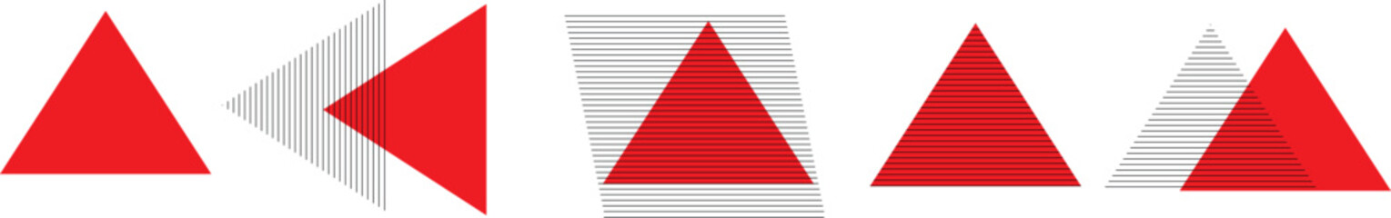 A 3d vector illustration of a red and white striped ribbon shaped into a triangle pyramid symbol to create a business concept icon representing the flag of the United States of America
