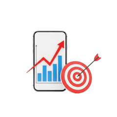 Smartphone with rising stock graph and target, symbolizing success isolated on transparent background
