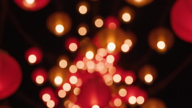 Soft bokeh light red lantern festival decoration chinese celebration new year night background warm glow holiday ambiance abstract circle golden light lantern light bokeh new year celebration glow
