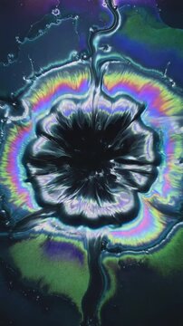 Top View Psychedelic Multicolor Hypnotic Turbulent Seamless 5s Fluid Flow 4K Loop