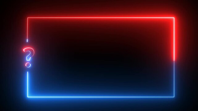 rectangle animation with question mark on transparent background. glowing rectangle motion animation. digital elements rectangle icon. smooth neon glowing video with alpha channel in 4k.