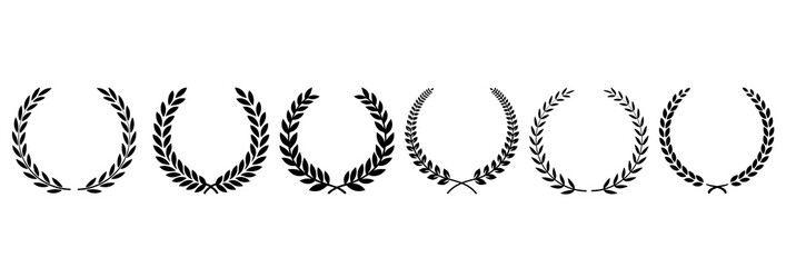 Obraz premium Laurel wreath icons set, vector illustration of laurel