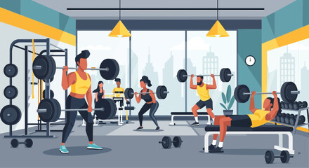 Group of People Exercising in Gym 1.