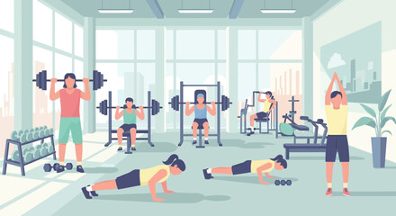 People Exercising in Modern Fitness Gym 1.