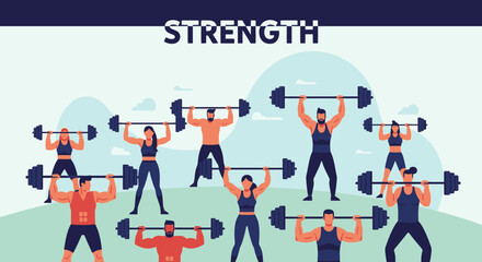 Group of People Lifting Weights Together 1.