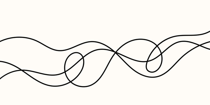 Line cable drawing and squiggle curve long with abstract tangle thin Wavy curvy thread and black pattern vector with loop squiggly spring Wire line doodle and rope squiggle divider with element