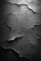 Obraz premium moody close-up of peeling dark paint and cracked plaster layers on a wall with rough texture and dramatic lighting evoking decay and weathered age