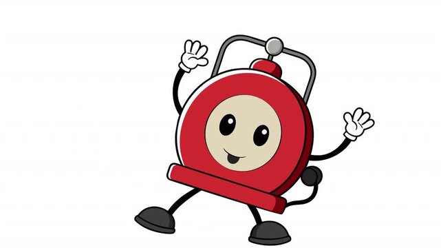 Funny Fire Alarm Character. Fire Alarm Bell Animation, Alpha Channel. Cartoon