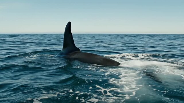 Orca breaching in ocean