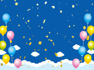 正月, 年賀状, 空, 雲, フレーム, 紙吹雪, 青空, 干支, 風景, 年賀, 新年, 自然, かわいい, 