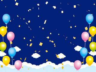 正月, 年賀状, 空, 雲, フレーム, 紙吹雪, 青空, 干支, 風景, 年賀, 新年, 自然, かわいい, 