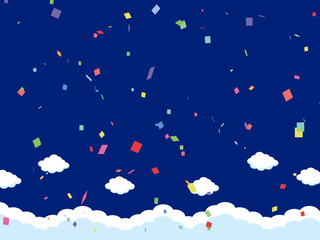 正月, 年賀状, 空, 雲, フレーム, 紙吹雪, 青空, 干支, 風景, 年賀, 新年, 自然, かわいい, 