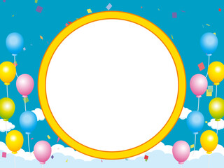 正月, 年賀状, 空, 雲, フレーム, 紙吹雪, 青空, 干支, 風景, 年賀, 新年, 自然, かわいい, 