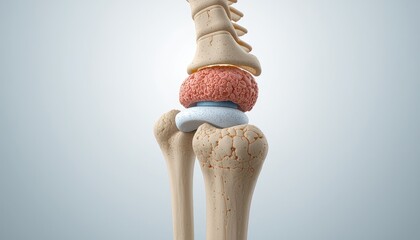 Medical concept of porous weak bone structure, osteoporosis awareness, realistic 3D anatomy, clean background, 8K
