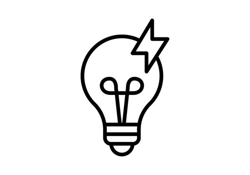 Bombilla lineal con s&iacute;mbolo de rayo de energ&iacute;a 
