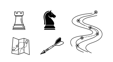 Chess Piece and Navigation Symbols Illustration. © ANAK
