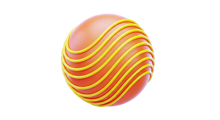 Fototapeta premium 3D Rendered Orange Sphere with Yellow Swirls