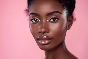 Naklejka premium Closeup of young woman with radiant skin and serene expression