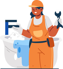 bath technician character illustration