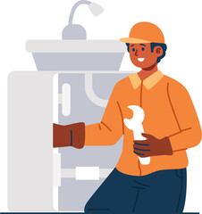 plumber technician character illustration