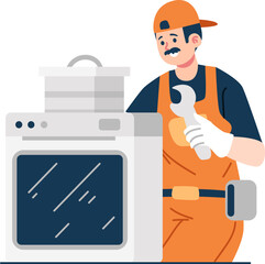 oven technician character illustration