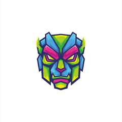 Colorful Geometric Lion Head Logo Design with Sharp Edges and Modern Style.