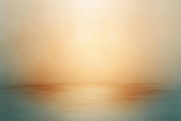 Obraz premium calm golden sunrise over a tranquil teal sea with a soft horizon and gentle reflections, evoking peaceful serene solitude