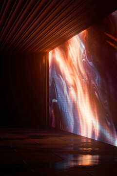 Abstract neon scene background, rays, light effect. 3D rendering