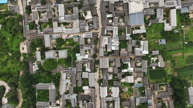 Aerial View of Baisha Ancient Town, Lijiang - Traditional Chinese Architecture