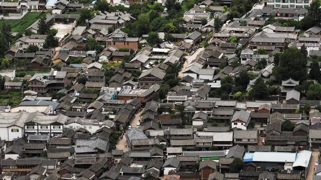 Baisha Ancient Town Lijiang - Aerial View of Traditional Chinese Architecture
