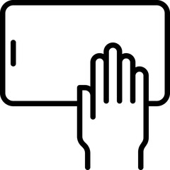 hand holding mobile phone, finger touching blank screen signs