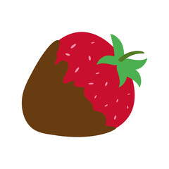 Chocolate dipped strawberry vector illustration. Simple flat icon of a gourmet dessert. This clean graphic evokes a sense of romance, celebration