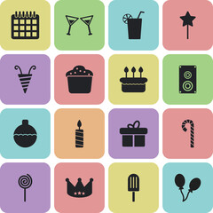 Birthday Party Icons Collection &ndash; Flat Celebration Vector Set