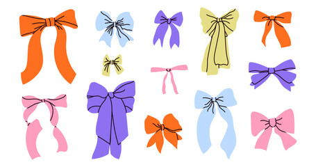 Colorful ribbon bows collection