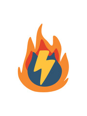 glowing energy symbol surrounded by flames