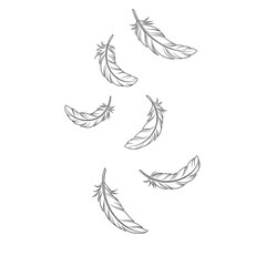 Elegant Black and White Falling Feathers Tattoo for Serendipitous Moments