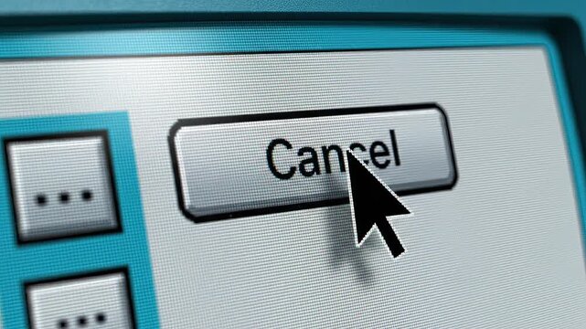 Computer screen with cancel button