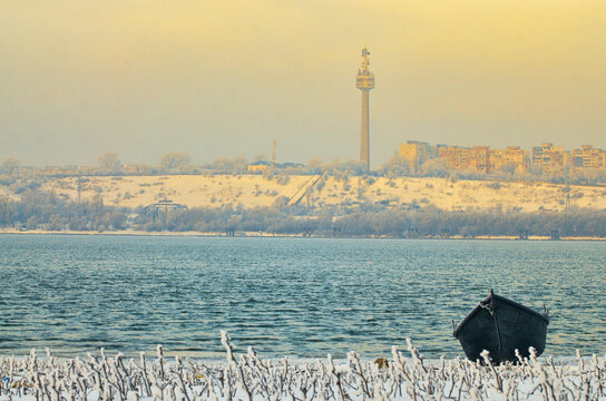 Winter Sunrise and Danube river