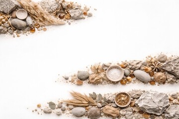 Natural Stone and Grain Arrangement Background Layout