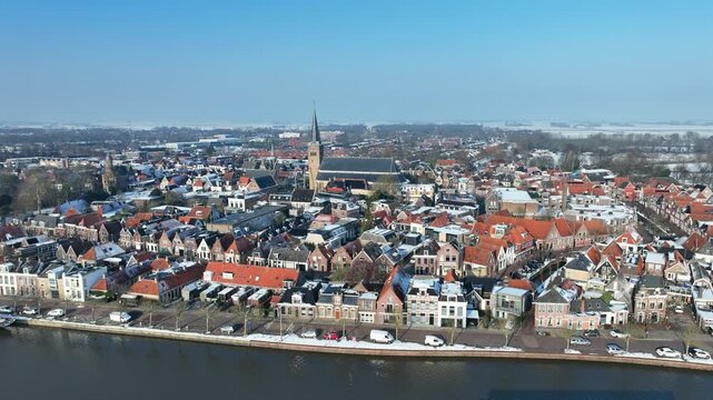 Historic European city in winter
