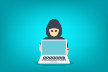 hacker in front of his computer committing digital cybercrime