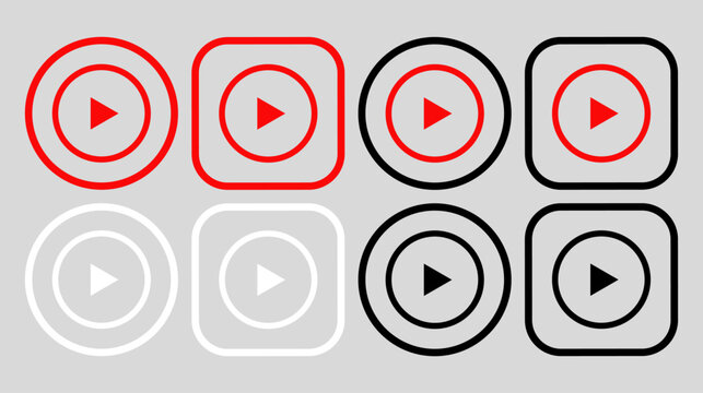 YouTube music logo icon vector set.