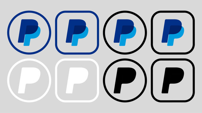 PayPal logo icon vector set.