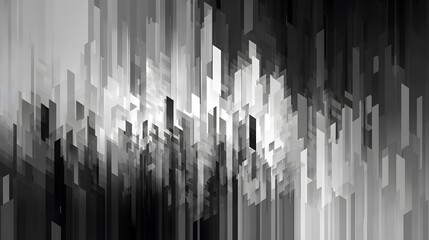 Fototapeta premium Abstract black and white lined geometric pattern with vertical streaks creating a modern textured digital art illusion