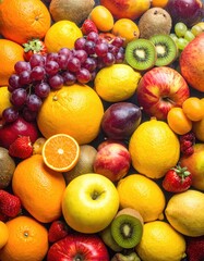 Colorful, vibrant assortment of fresh, ripe fruits
