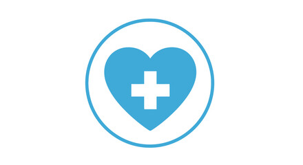 Obraz premium Blue Heart with White Medical Cross Icon representing Health, Healthcare, Wellness, Medical Support, Love, and Care Services.