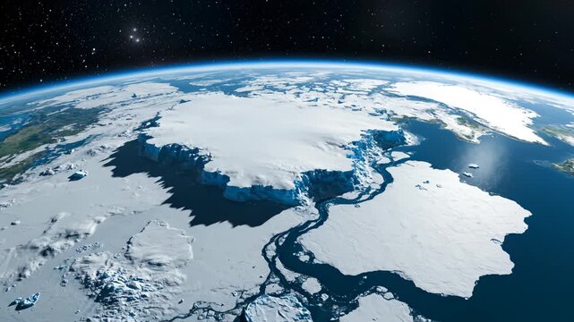 Earth from space with ice and water