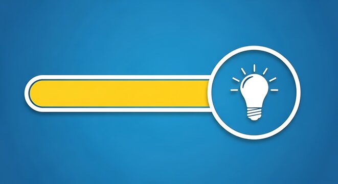 A yellow progress bar and a lightbulb icon on a blue background indicating idea or inspiration.