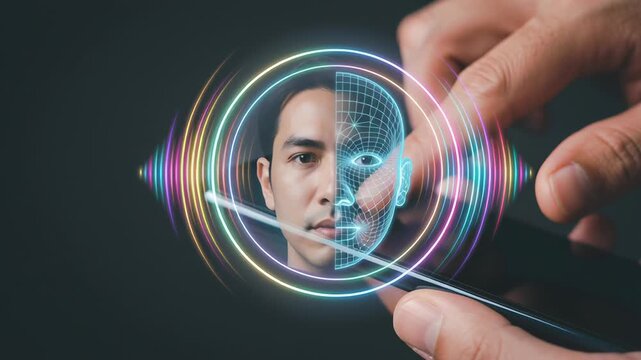 Smart AI technology for personal voice recognition and synthetic cloning warns of deepfake call scam risks in cloning systems with advanced security features for digital protection